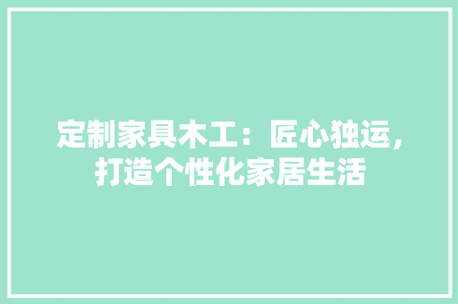 定制家具木工：匠心独运，打造个性化家居生活 现代风格装饰