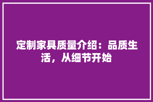定制家具质量介绍：品质生活，从细节开始 现代风格装饰
