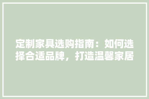定制家具选购指南：如何选择合适品牌，打造温馨家居空间 现代风格装饰