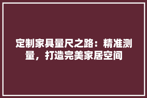 定制家具量尺之路：精准测量，打造完美家居空间 现代风格装饰