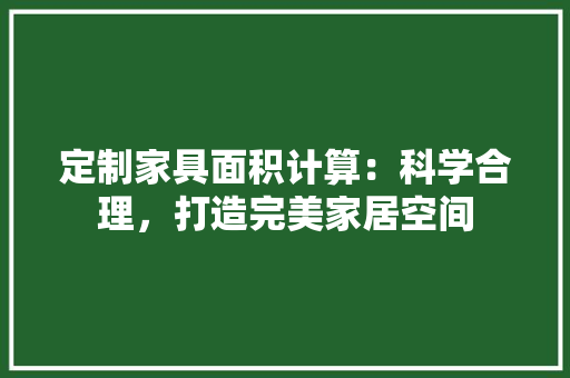 定制家具面积计算：科学合理，打造完美家居空间 现代风格装饰