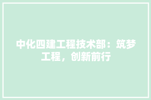 中化四建工程技术部：筑梦工程，创新前行