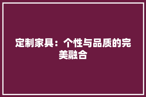 定制家具：个性与品质的完美融合 现代风格装饰