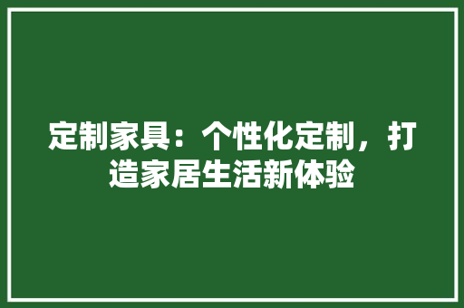 定制家具：个性化定制，打造家居生活新体验 现代风格装饰