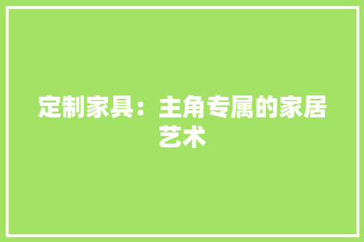 定制家具：主角专属的家居艺术