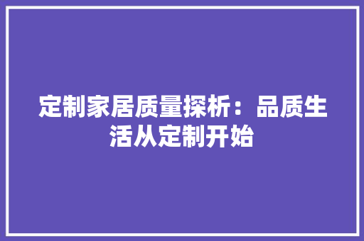 定制家居质量探析：品质生活从定制开始 现代风格装饰