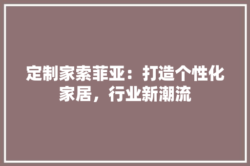 定制家索菲亚：打造个性化家居，行业新潮流 现代风格装饰