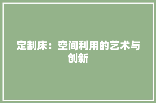 定制床：空间利用的艺术与创新 现代风格装饰