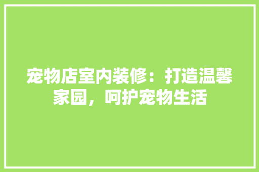 宠物店室内装修：打造温馨家园，呵护宠物生活 现代风格装饰