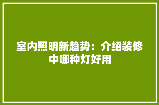 室内照明新趋势：介绍装修中哪种灯好用 现代风格装饰