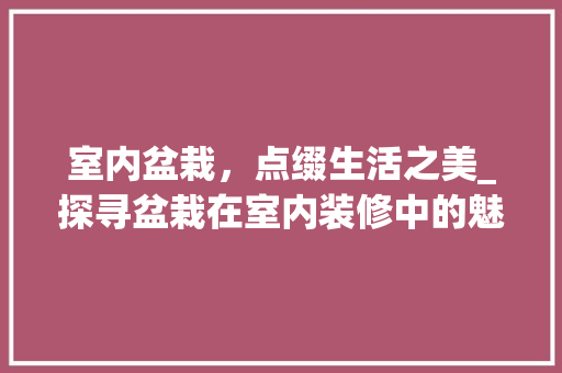 室内盆栽，点缀生活之美_探寻盆栽在室内装修中的魅力