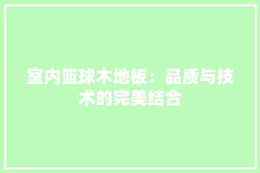 室内篮球木地板：品质与技术的完美结合