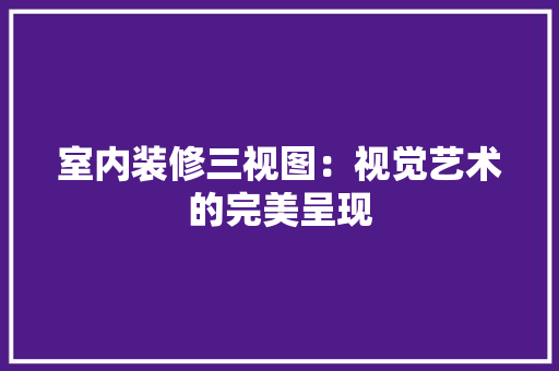 室内装修三视图：视觉艺术的完美呈现 现代风格装饰