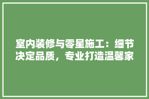 室内装修与零星施工：细节决定品质，专业打造温馨家园 现代风格装饰