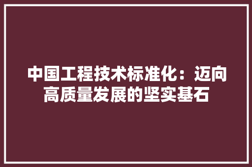 中国工程技术标准化：迈向高质量发展的坚实基石 家居装修