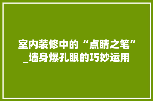 室内装修中的“点睛之笔”_墙身爆孔眼的巧妙运用 现代风格装饰