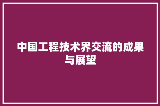 中国工程技术界交流的成果与展望