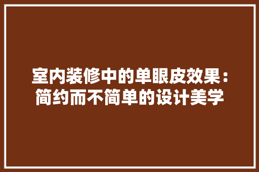 室内装修中的单眼皮效果：简约而不简单的设计美学 现代风格装饰