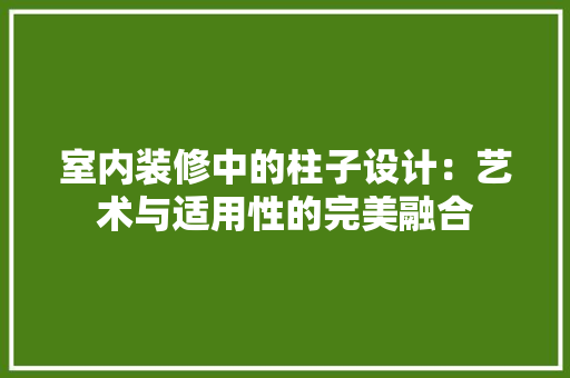 室内装修中的柱子设计：艺术与适用性的完美融合 现代风格装饰