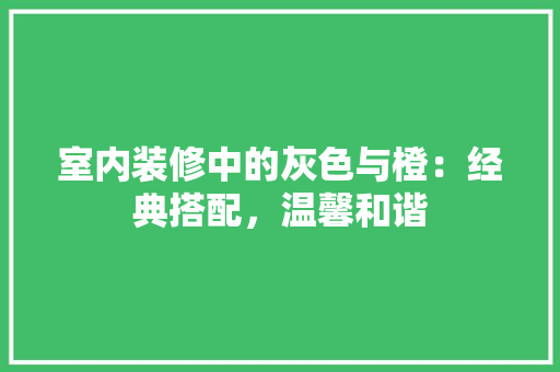 室内装修中的灰色与橙：经典搭配，温馨和谐