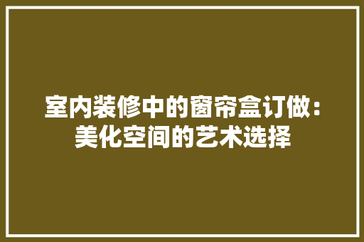 室内装修中的窗帘盒订做：美化空间的艺术选择 现代风格装饰