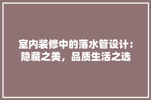 室内装修中的落水管设计：隐藏之美，品质生活之选 现代风格装饰