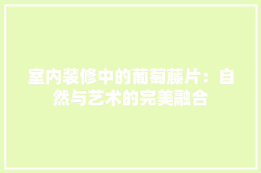 室内装修中的葡萄藤片：自然与艺术的完美融合