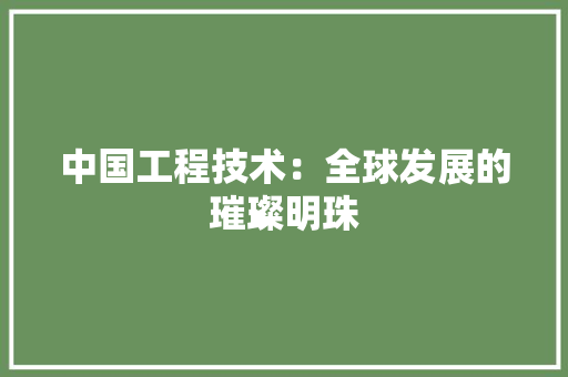 中国工程技术：全球发展的璀璨明珠 家居装修