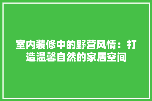 室内装修中的野营风情：打造温馨自然的家居空间