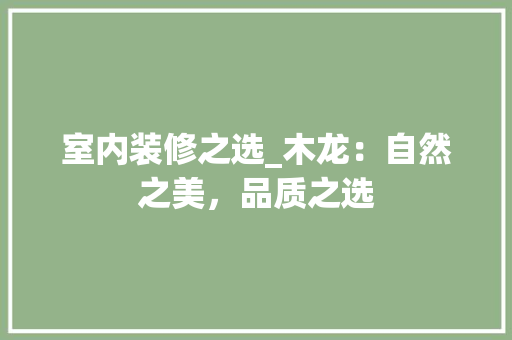 室内装修之选_木龙：自然之美，品质之选 现代风格装饰