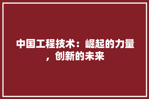 中国工程技术：崛起的力量，创新的未来 家居装修