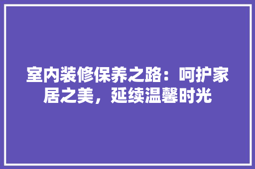 室内装修保养之路：呵护家居之美，延续温馨时光 现代风格装饰