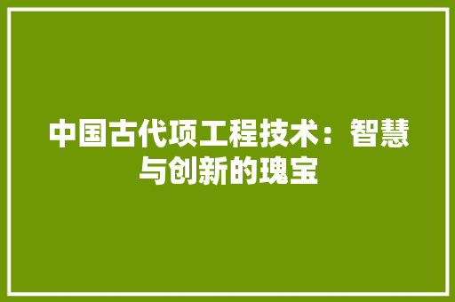 中国古代项工程技术：智慧与创新的瑰宝 家居装修