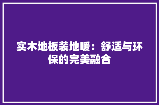 实木地板装地暖：舒适与环保的完美融合 现代风格装饰