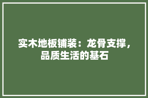 实木地板铺装：龙骨支撑，品质生活的基石 现代风格装饰