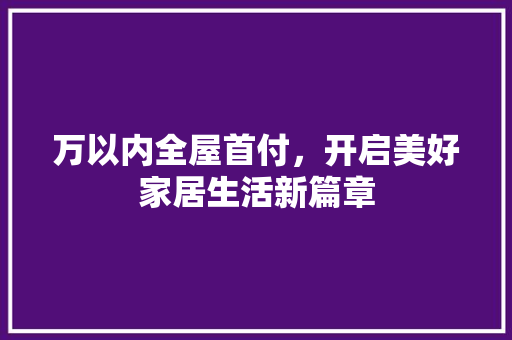 万以内全屋首付，开启美好家居生活新篇章