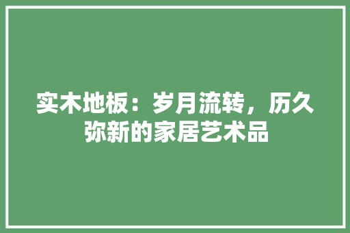 实木地板：岁月流转，历久弥新的家居艺术品 现代风格装饰