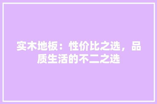 实木地板：性价比之选，品质生活的不二之选 现代风格装饰