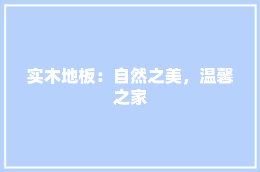实木地板：自然之美，温馨之家 现代风格装饰