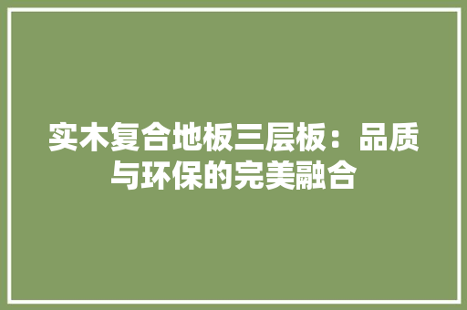 实木复合地板三层板：品质与环保的完美融合 现代风格装饰