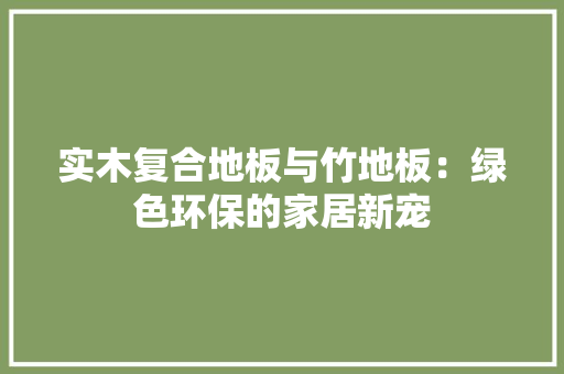 实木复合地板与竹地板：绿色环保的家居新宠 现代风格装饰