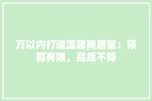 万以内打造温馨两居室：预算有限，品质不降