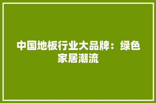 中国地板行业大品牌：绿色家居潮流 家居装修