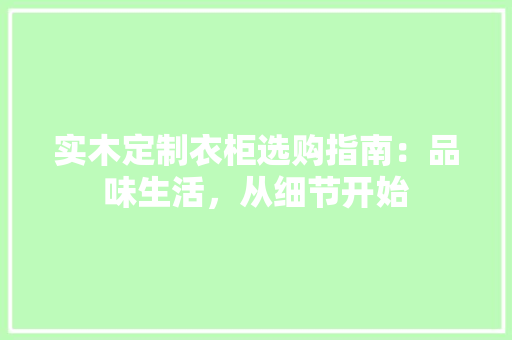 实木定制衣柜选购指南：品味生活，从细节开始 现代风格装饰