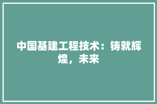 中国基建工程技术：铸就辉煌，未来 家居装修