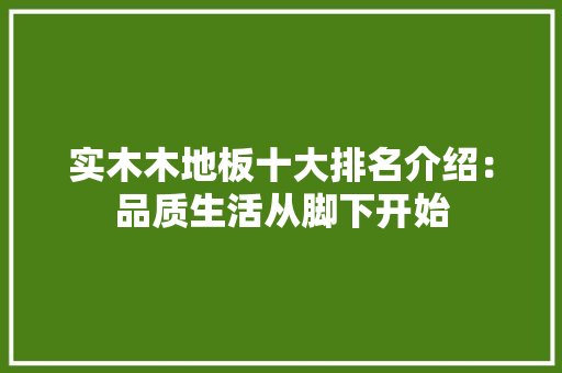 实木木地板十大排名介绍：品质生活从脚下开始 现代风格装饰