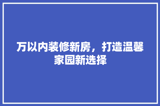 万以内装修新房，打造温馨家园新选择