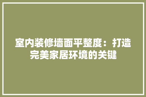室内装修墙面平整度：打造完美家居环境的关键 现代风格装饰