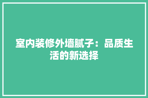 室内装修外墙腻子：品质生活的新选择 现代风格装饰