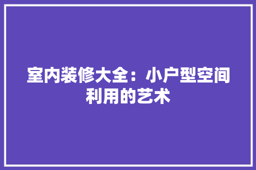室内装修大全：小户型空间利用的艺术 现代风格装饰